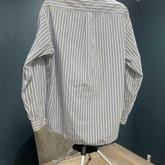 Vintage Tommy Hilfiger Blue, Yellow and White Striped Dress Shirt Size XL - Picture 2 of 6